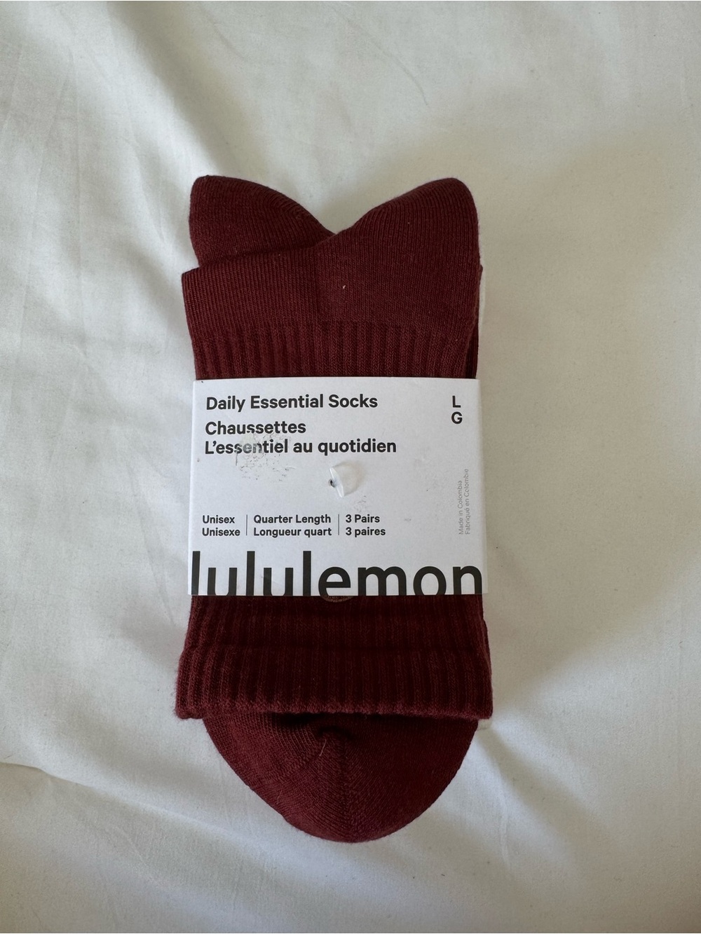 Lululemon Daily Essential Sock - Rock Road/White/Blissful Pink